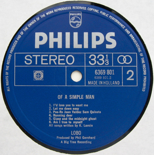 Lobo (3) - Of A Simple Man (LP, Album)