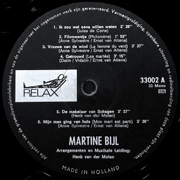 Martine Bijl - Martine Bijl Zingt (LP, Album, Mono, Gat)