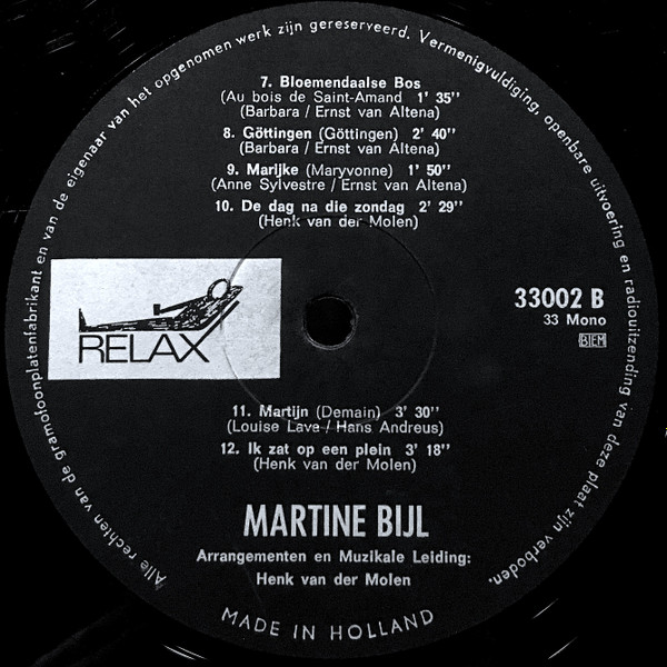 Martine Bijl - Martine Bijl Zingt (LP, Album, Mono, Gat)