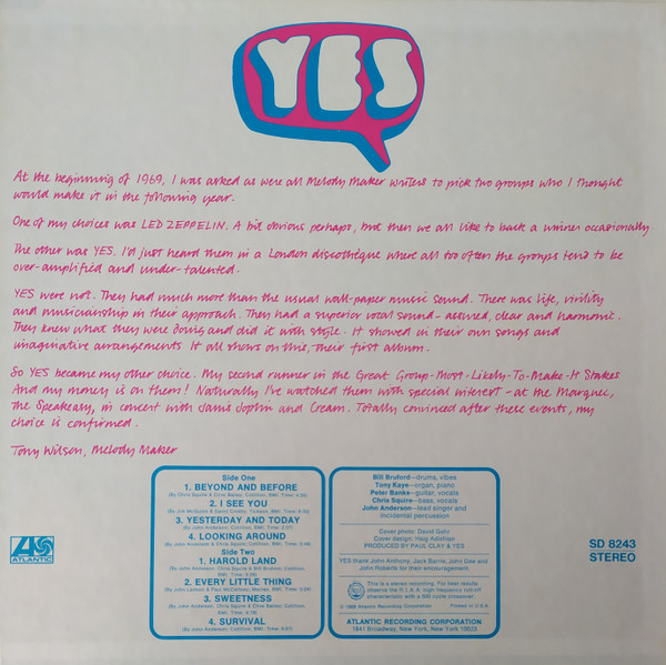 Yes - Yes (LP, Album, RE, PR )