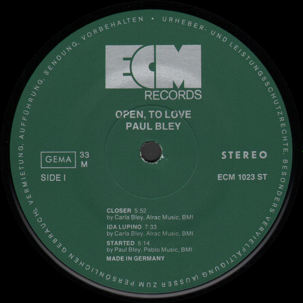 Paul Bley - Open, To Love (LP, Album)