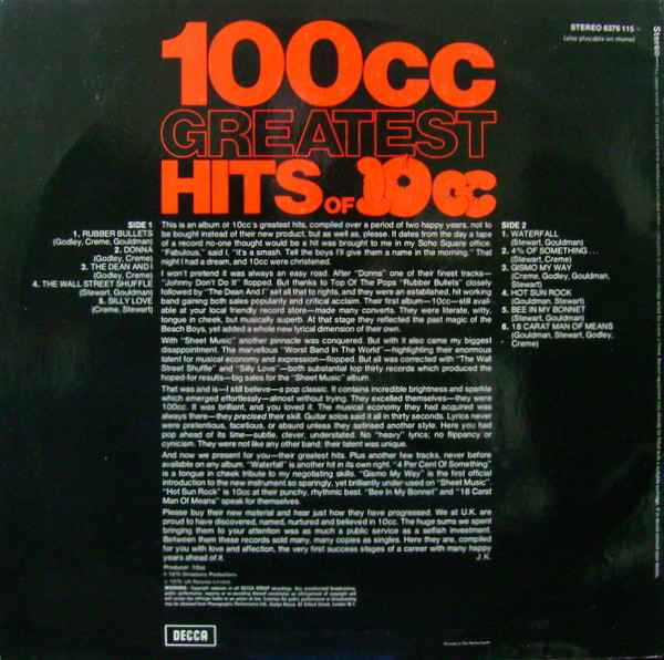 10cc - 100cc: Greatest Hits Of 10cc (LP, Comp)
