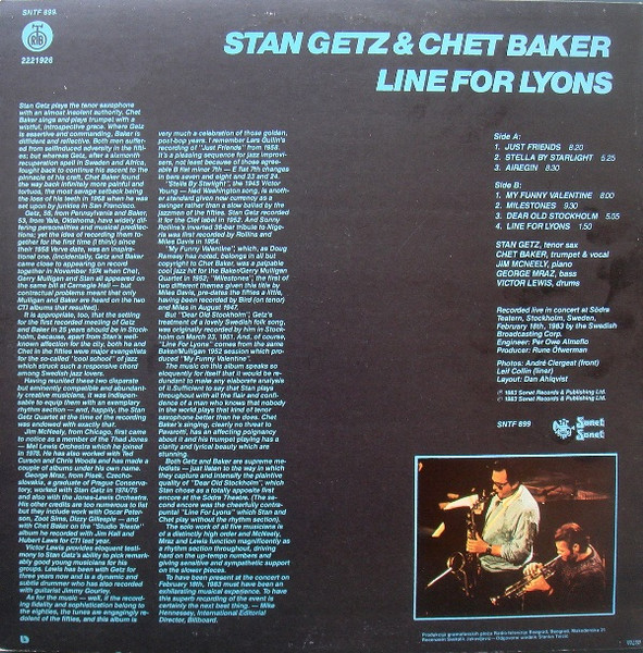 Stan Getz & Chet Baker - Line For Lyons (LP, Album)
