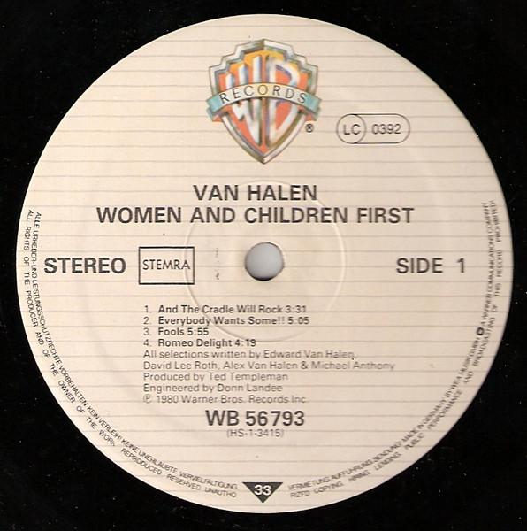 Van Halen - Women And Children First (LP, Album)