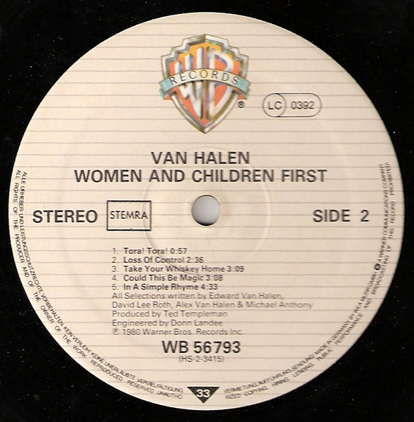 Van Halen - Women And Children First (LP, Album)