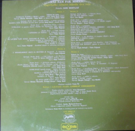 Various - ZagrebaÄki Cabaret IzmeÄ‘u Dva Rata - Kaj Nam Pak Moreju (2xLP)