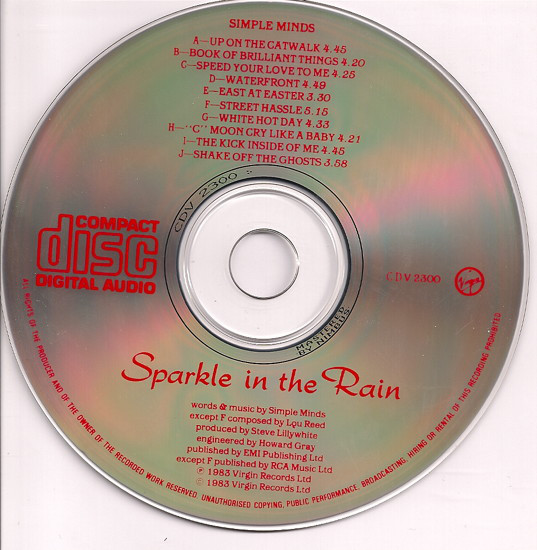 Simple Minds - Sparkle In The Rain (CD, Album, RP)
