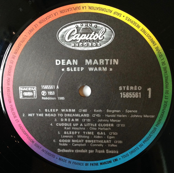 Dean Martin With Orchestra Conducted By Frank Sinatra - Sleep Warm (LP, Album, RE)