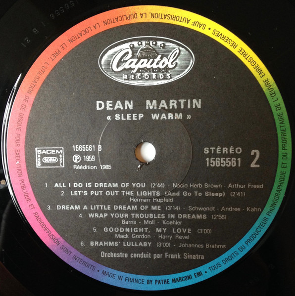 Dean Martin With Orchestra Conducted By Frank Sinatra - Sleep Warm (LP, Album, RE)