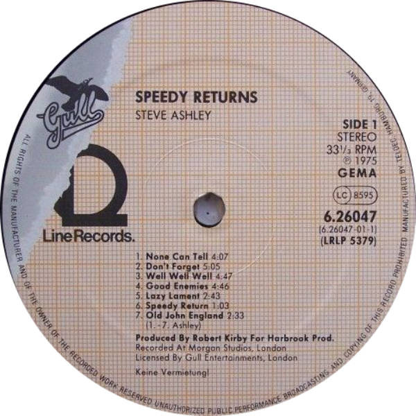 Steve Ashley - Speedy Return (LP, Album, RE)