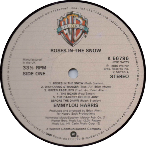 Emmylou Harris - Roses In The Snow (LP, Album)