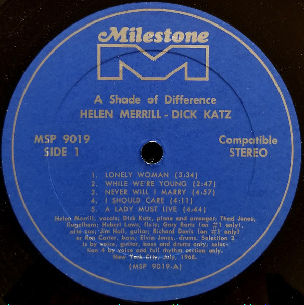 Helen Merrill / Dick Katz - A Shade Of Difference (LP, Album, Gat)