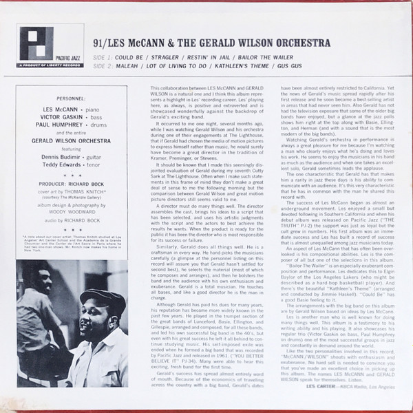 Les McCann & The Gerald Wilson Orchestra* - McCann / Wilson (LP, Album)