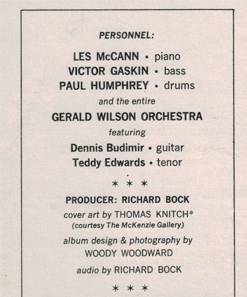Les McCann & The Gerald Wilson Orchestra* - McCann / Wilson (LP, Album)