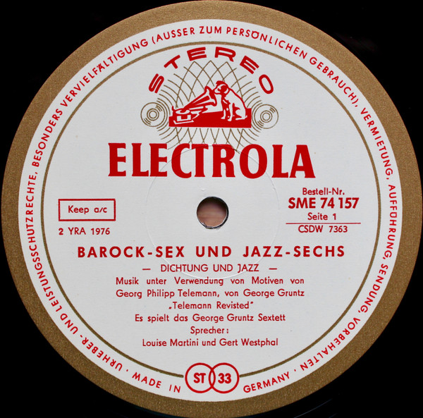 George Gruntz Sextett - Barock Sex & Jazz-Sechs (LP, Album)