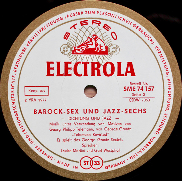 George Gruntz Sextett - Barock Sex & Jazz-Sechs (LP, Album)