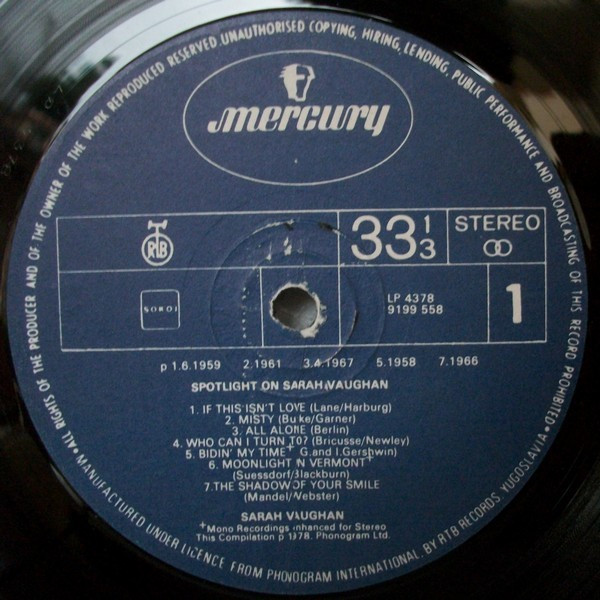 Sarah Vaughan - Spotlight On Sarah Vaughan (LP, Comp)
