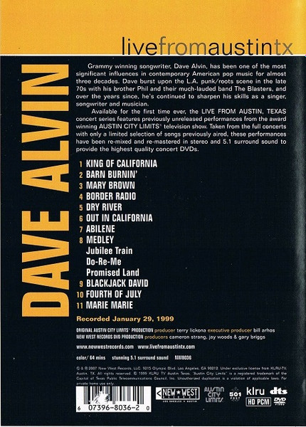 Dave Alvin - Live From Austin TX (DVD-V)