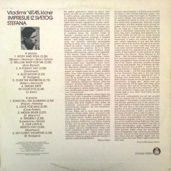 Vladimir Vitas - Impresije Iz Svetog Stefana (LP, Album)