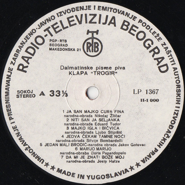 Klapa Trogir* - Dalmatinske Pisme Piva Klapa Trogir (LP)