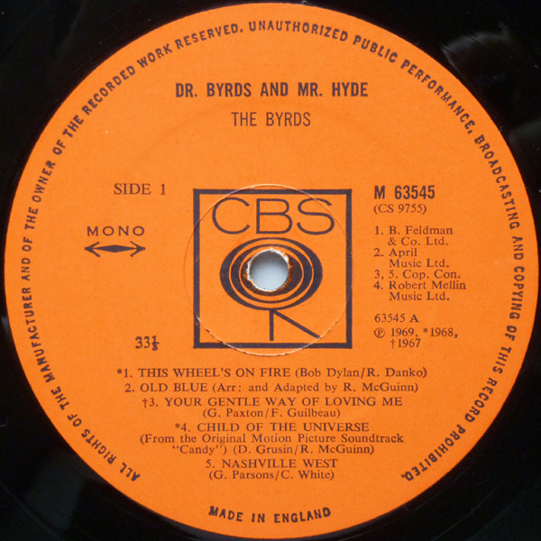 The Byrds - Dr. Byrds & Mr. Hyde (LP, Album, Mono)
