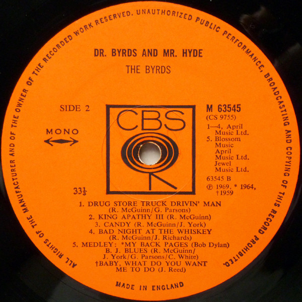 The Byrds - Dr. Byrds & Mr. Hyde (LP, Album, Mono)