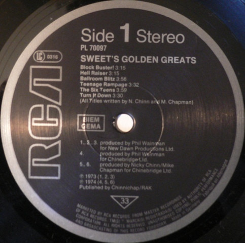 Sweet* - The Golden Greats (LP, Comp, RE)