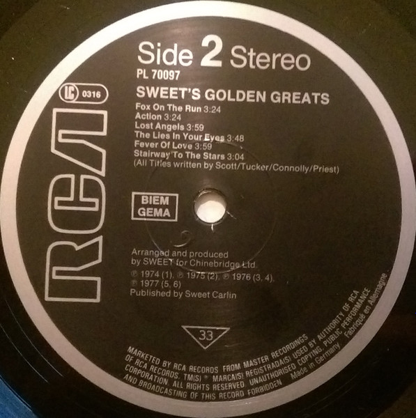Sweet* - The Golden Greats (LP, Comp, RE)