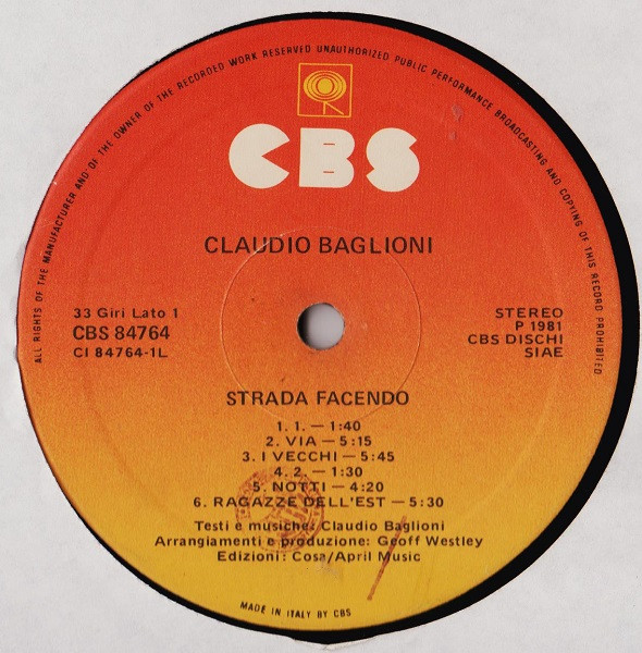 Claudio Baglioni - Strada Facendo (LP, Album)