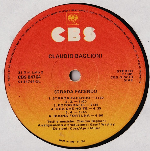 Claudio Baglioni - Strada Facendo (LP, Album)