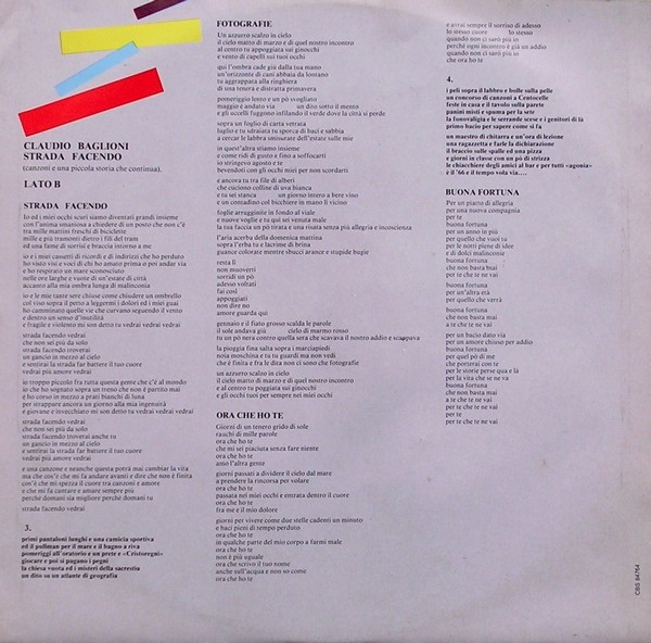 Claudio Baglioni - Strada Facendo (LP, Album)