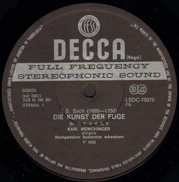 Bach*, MÃ¼nchinger* : Stuttgart Chamber Orchestra* - Die Kunst Der Fuge (2xLP, Album, RE)