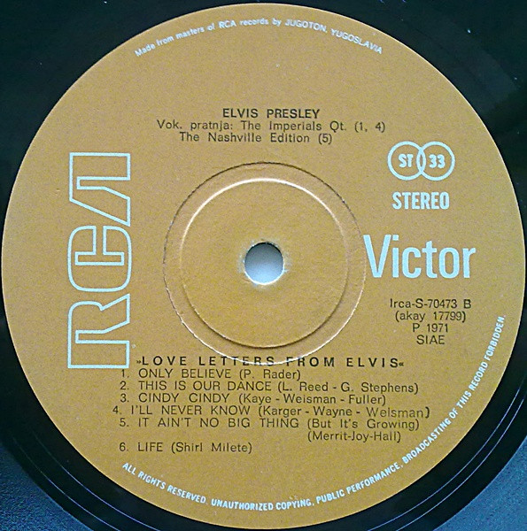 Elvis* - Love Letters From Elvis (LP, Album)