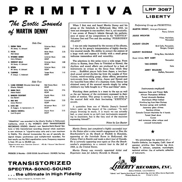 Martin Denny - Primitiva (LP, Album, Mono)