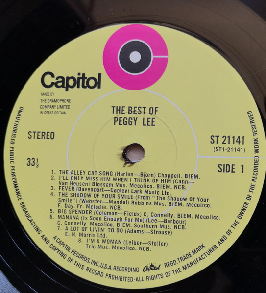 Peggy Lee - The Best Of Peggy Lee (LP, Comp)