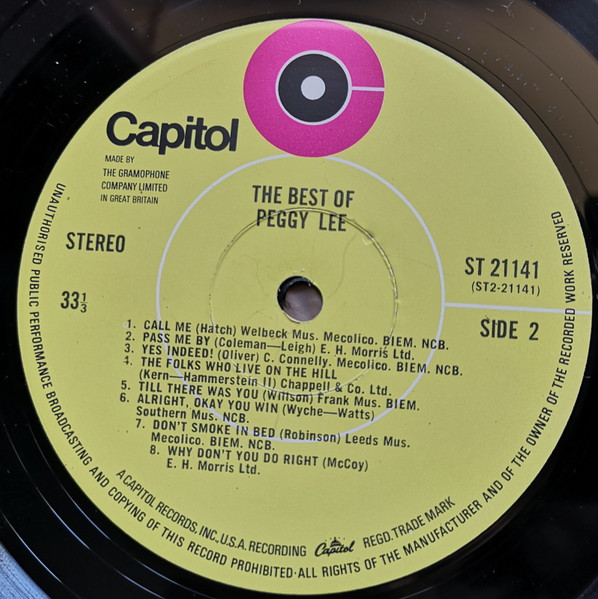 Peggy Lee - The Best Of Peggy Lee (LP, Comp)
