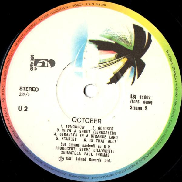 U2 - October (LP, Album, RE)