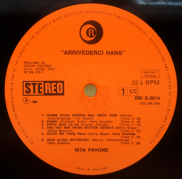 Rita Pavone - Arrivederci Hans (LP, Album)