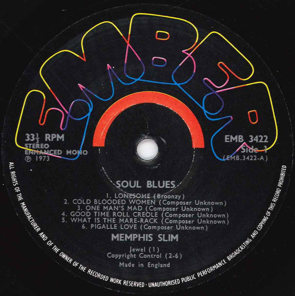 Memphis Slim - Soul Blues (LP, Album, RE)