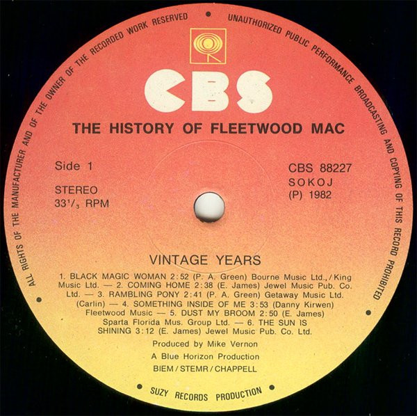 Fleetwood Mac - The History Of Fleetwood Mac - Vintage Years (2xLP, Comp, RE, Gat)