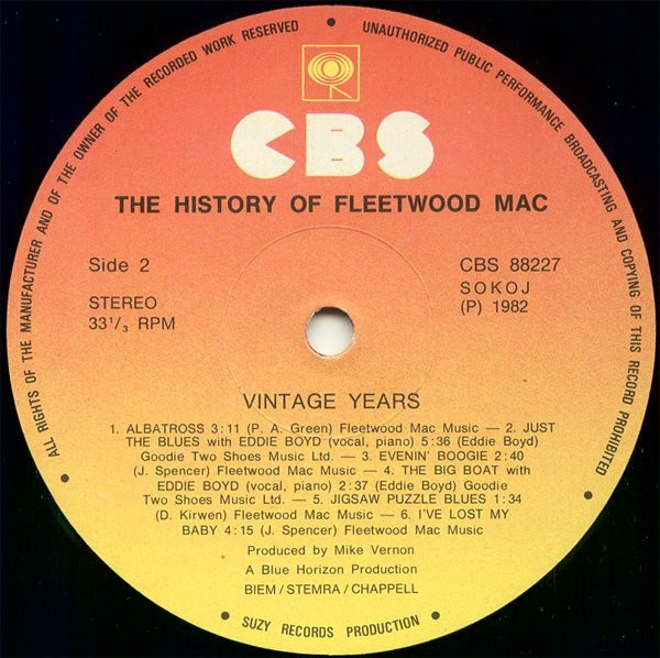 Fleetwood Mac - The History Of Fleetwood Mac - Vintage Years (2xLP, Comp, RE, Gat)