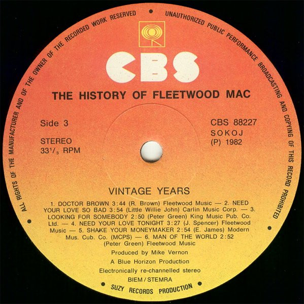 Fleetwood Mac - The History Of Fleetwood Mac - Vintage Years (2xLP, Comp, RE, Gat)