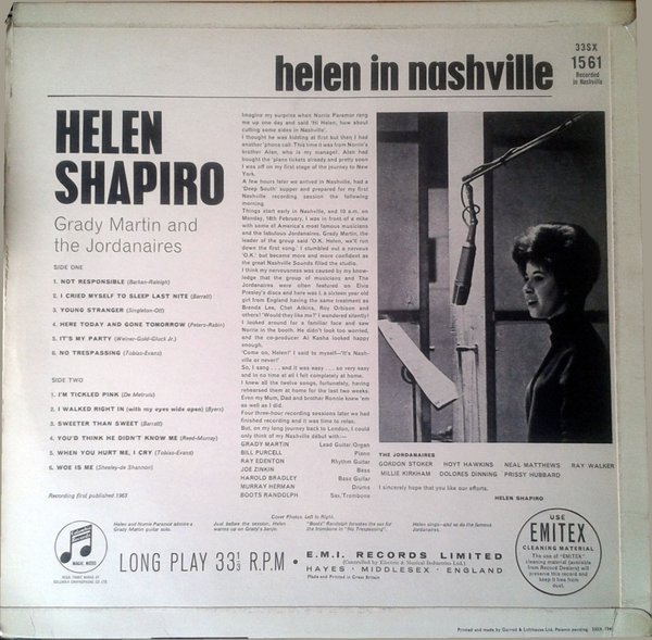 Helen Shapiro - Helen In Nashville (LP, Mono)