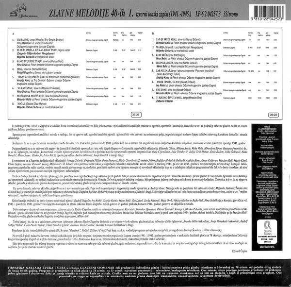 Various - Zlatne Melodije 40-ih 1. (LP, Comp)
