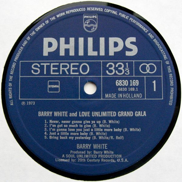 Barry White And Love Unlimited Also Featuring Love Unlimited Orchestra - Grand Gala (LP, Comp)