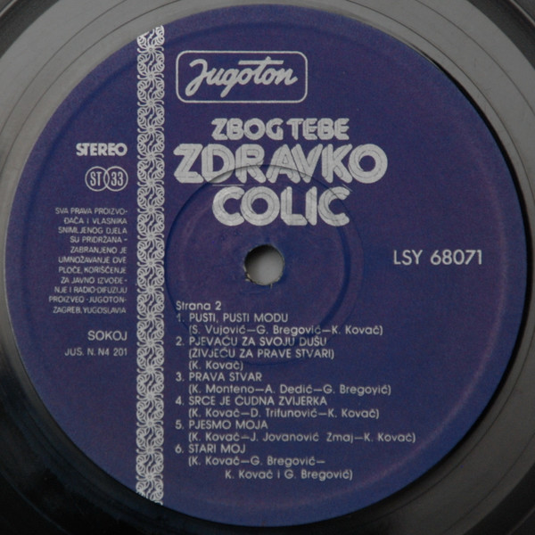 Zdravko ÄŒoliÄ‡ - Zbog Tebe (LP, Album, Dar)