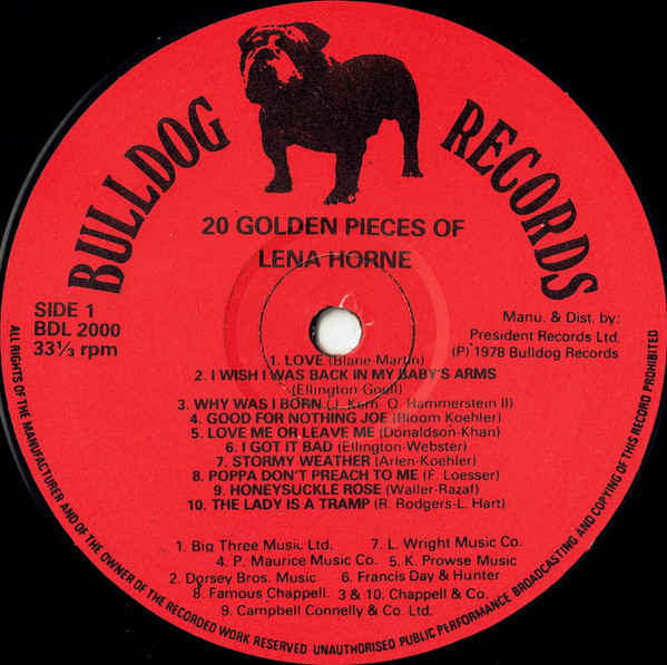 Lena Horne - 20 Golden Pieces Of Lena Horne (LP, Comp, RE)