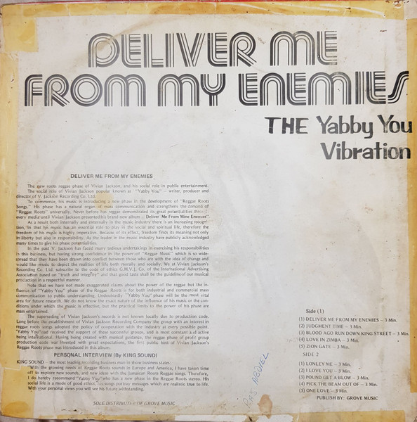 The Yabby You Vibration* - Deliver Me From My Enemies (LP, Album, Blu)
