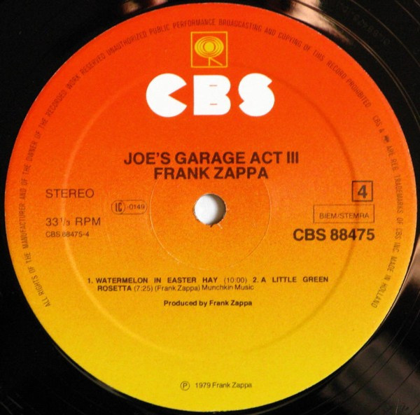 Frank Zappa - Joe's Garage Acts II & III (2xLP, Album)