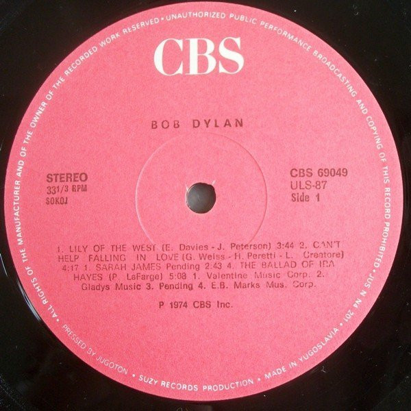 Bob Dylan - Dylan (LP, Album, RE)